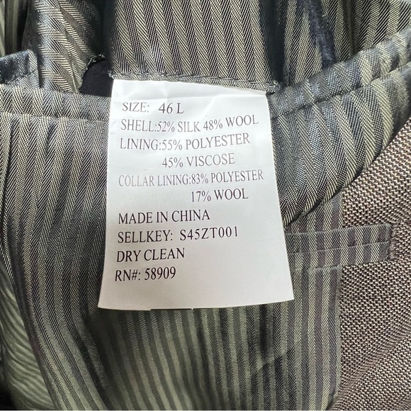 Turnbury est 1980 Wool Silk Blazer Mens 46L Brown Coat - Picture 10 of 14